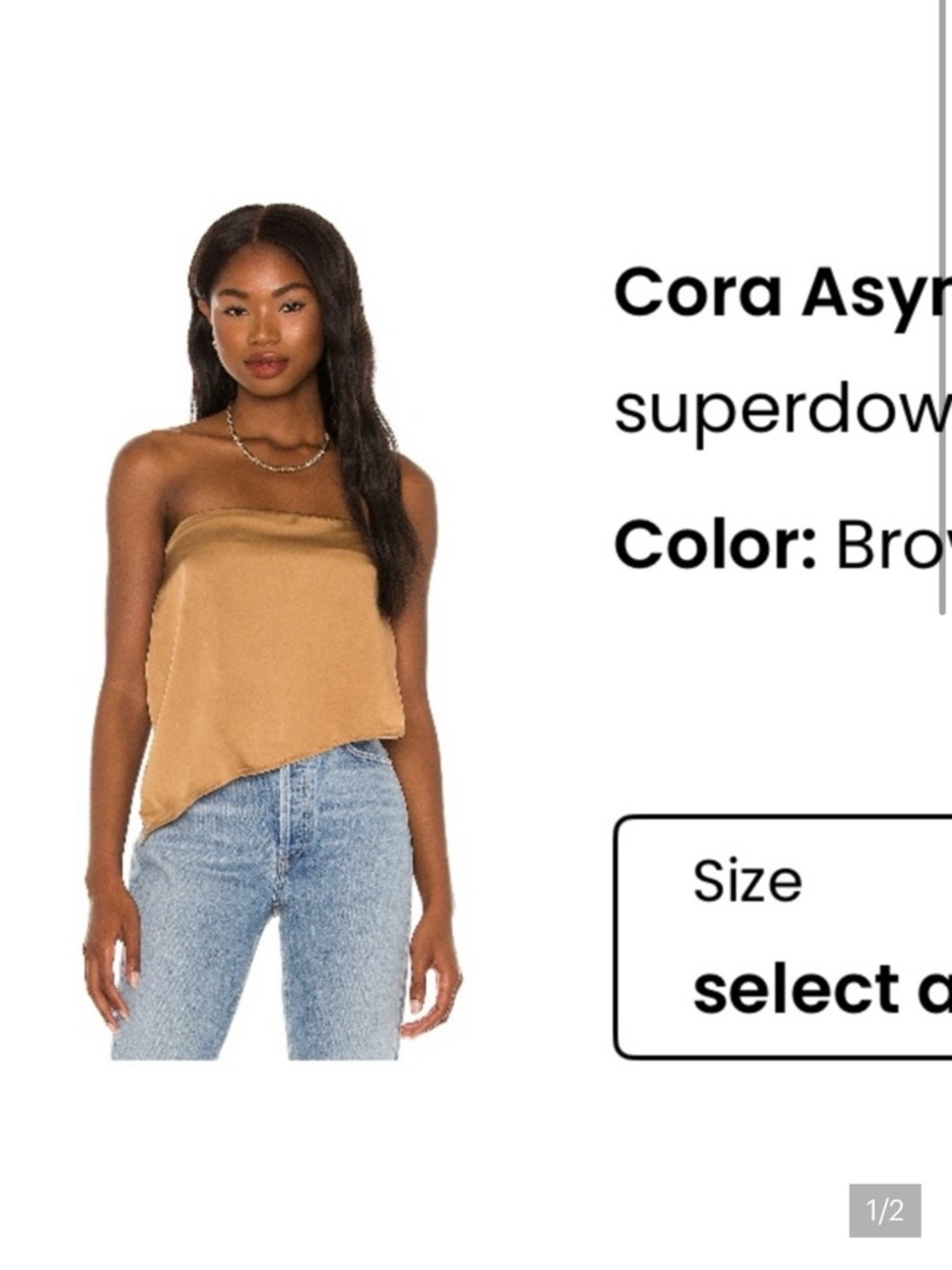 superdown Cora Asymmetrical Satin Strapless Top - Brown